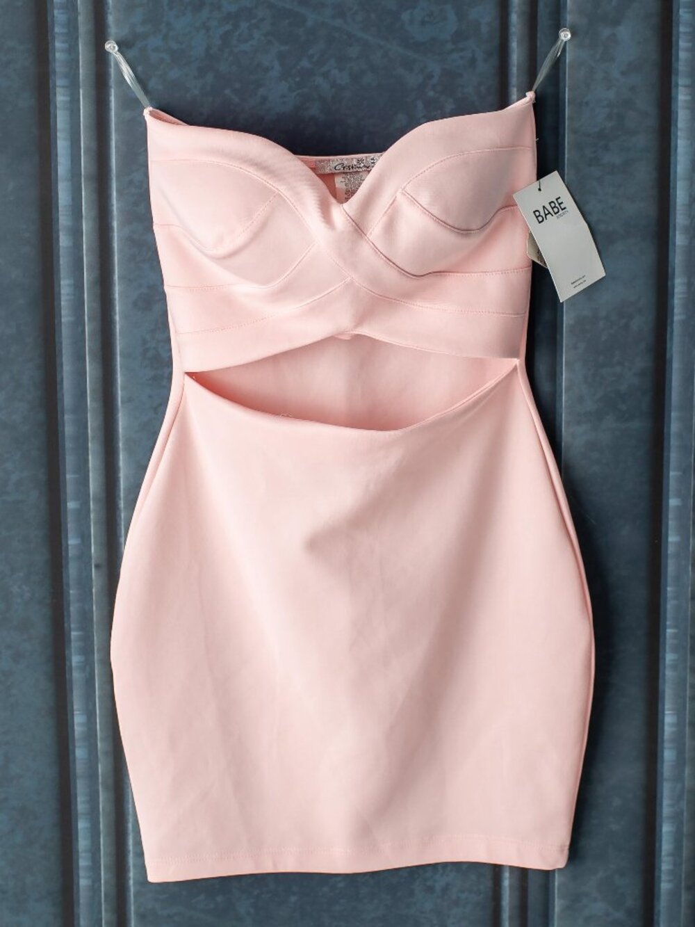 NEW Babe Society Cristina Vintage Elle Pink Sweetheart Strapless Cut Out Small